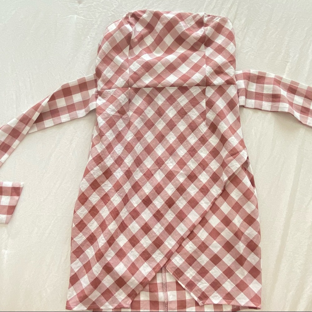 Plaid mauve strapless dress